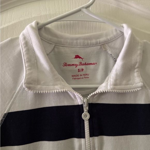 TOMMY BAHAMA Striped Navy and White Quarter Zip Dress Size Small - Picture 3 of 4